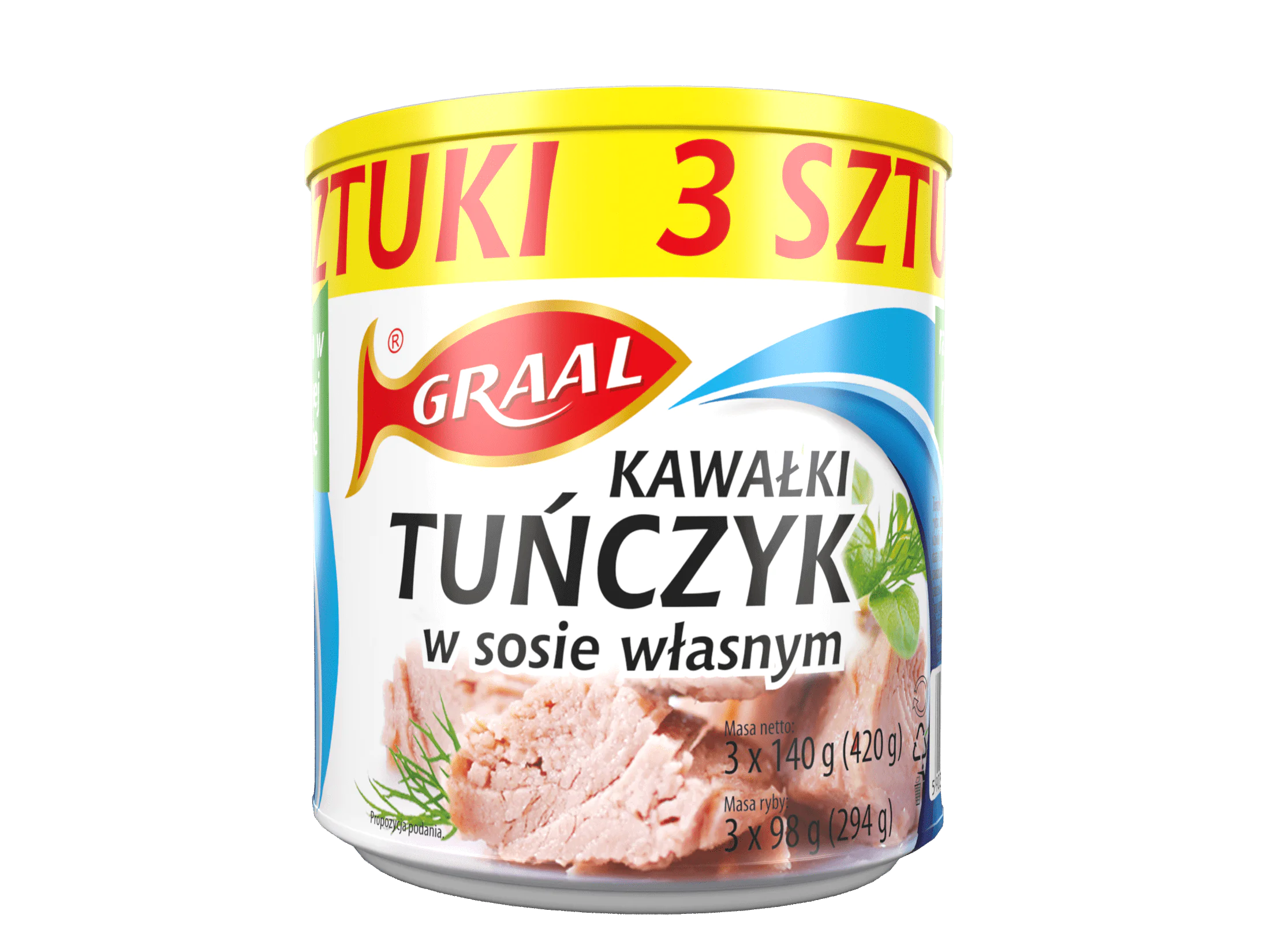 Kawałki tuńczyk w sosie własnym 3x140g