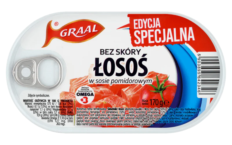 Łosoś bez skóry w sosie pomidorowym